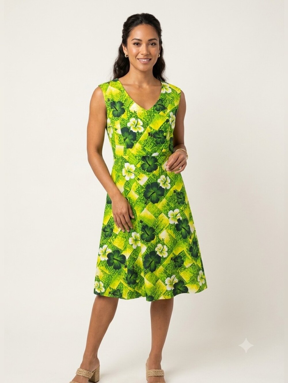 Vintage 70s Hukilau Fashions Hawaiian Dress Asymmetrical Tropical Hibiscus S/M